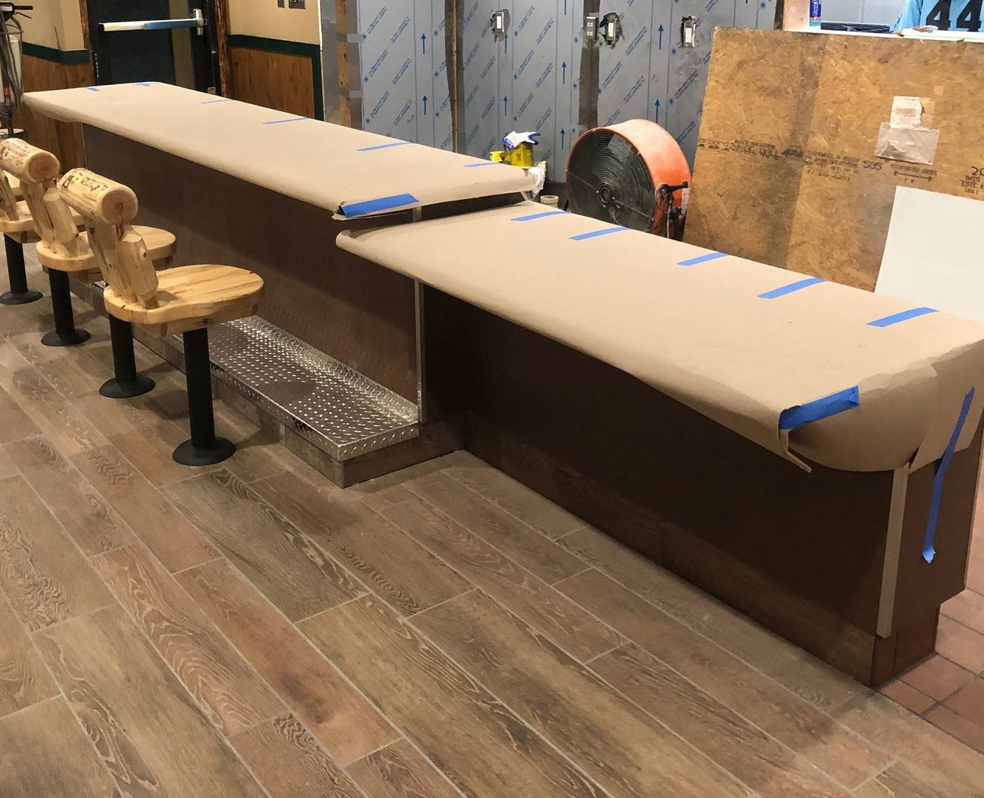 Black Bear Diner: Bar fixture installation