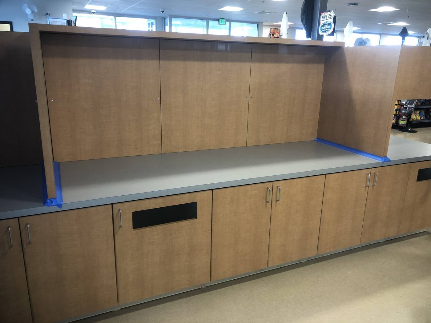 Plateau Travel Plaza: Display cabinetry, alternate view